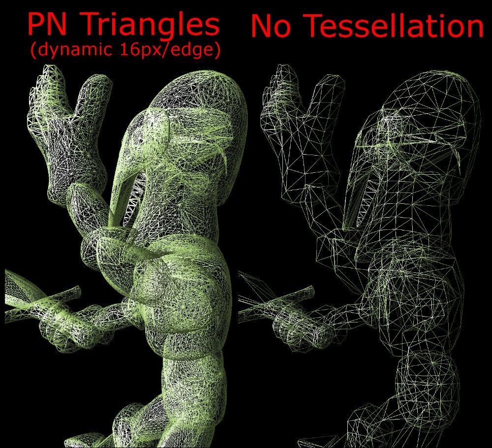  Same scene, same session, just moved the camera back a bit. Tessellation auto adjusts to reduce triangle density