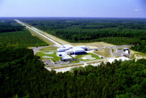The LIGO Laboratory operates two detector sites, one near Hanford in eastern Washington, and another near Livingston, Louisiana. This photo shows the Livingston detector site. Image Courtesy Caltech/MIT/LIGO Laboratory.