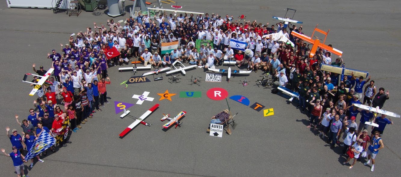 Figure 1: Teams competing at AUVSI SUAS 2015. The ground targets can be seen in front of the teams. Courtesy of the AUVSI Seafarer Chapter.