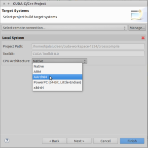 Figure 2: Selecting Target CPU Architecture in NSight Eclipse Edition.