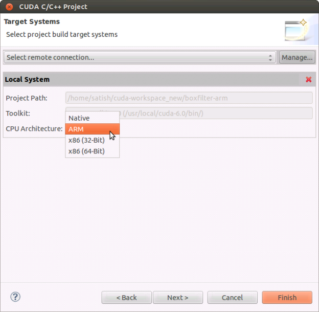 nsight_arm_cross_compiler_selection