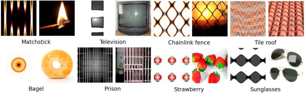 Figure 3: Images produced by an Innovation Engine that look like example target classes. In each pair, an evolved image (left) is shown with a real image (right) from the training set used to train the deep neural network that evaluates evolving images.