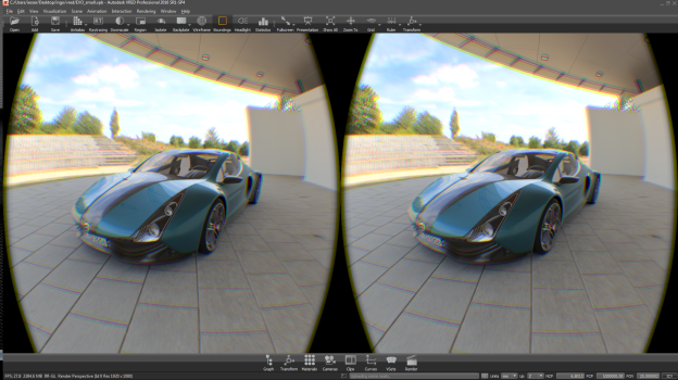 Figure 1: Autodesk VRED Professional 2016 SR1-SP4 rendering a scene for Oculus Rift.