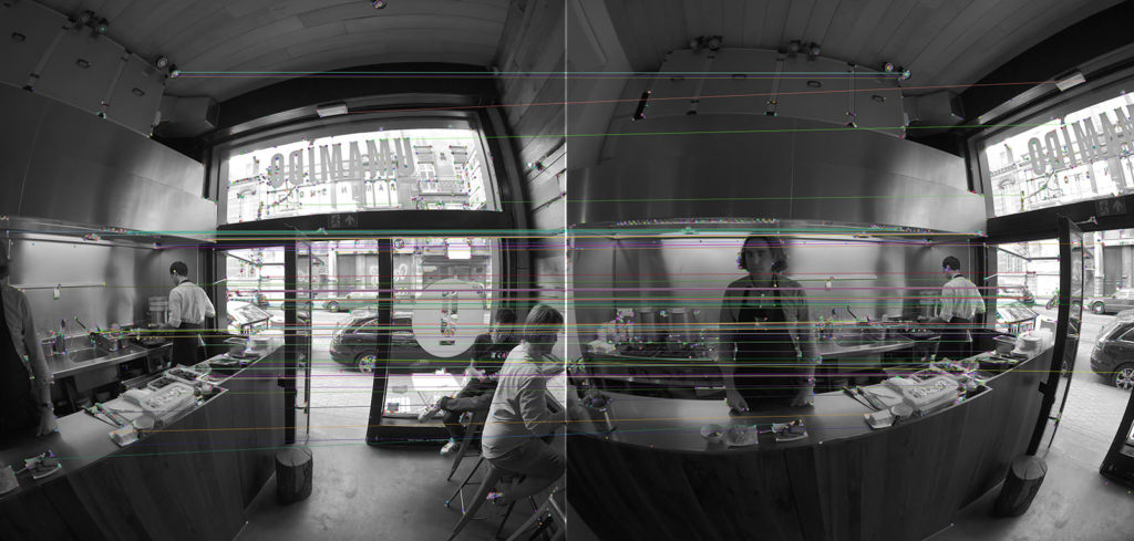 Figure 5: Pruned correspondences (Left: Camera1, Right: Camera 2).