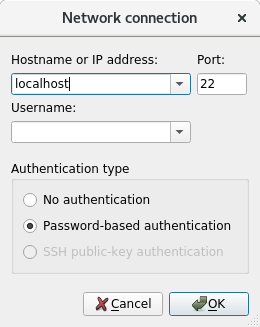 Screenshot of the network connection configuration with password-based authentication