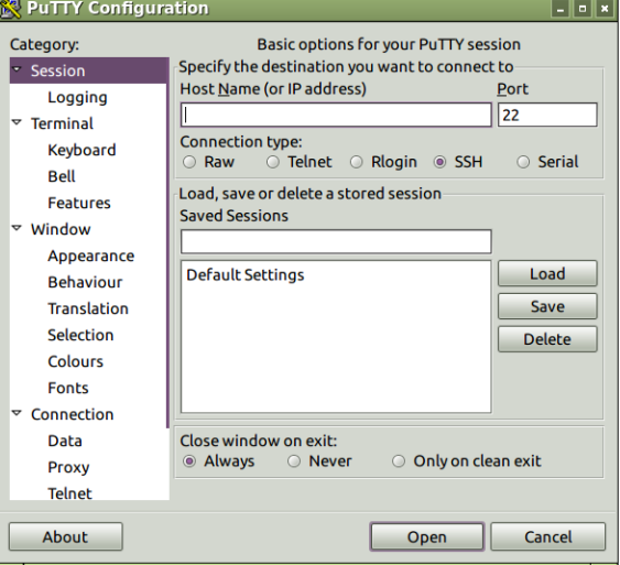 Minicom terminal showing serial port setup for PuTTY.