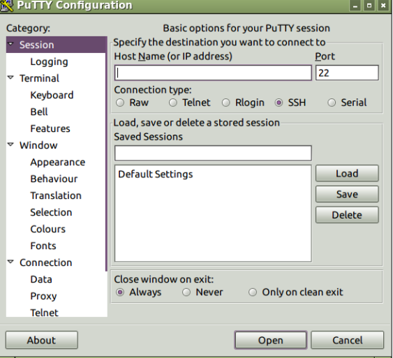 PuTTY: Connect to Serial Port