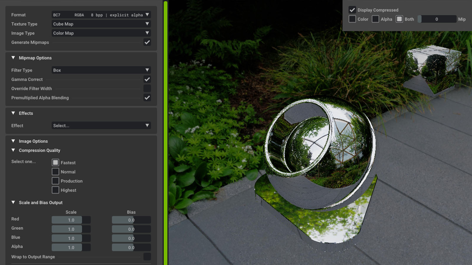 NVIDIA Texture Tools Exporter standalone showcasing a cube map reflection