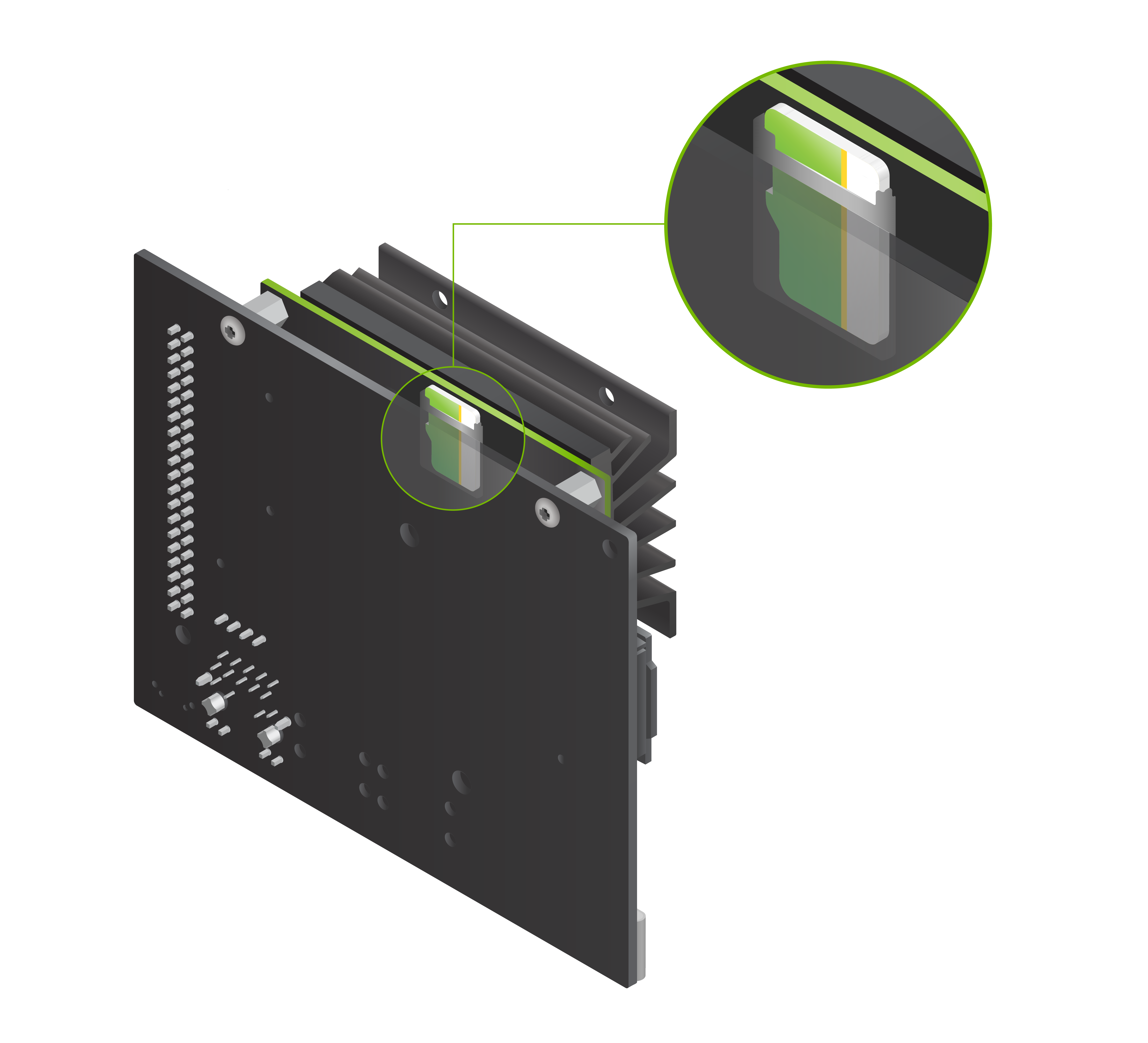 Insert microSD card into slot on underside of Jetson Nano module