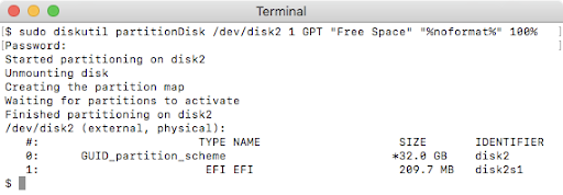 Mac Terminal partitions