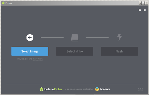 Use Etcher for Windows to select image