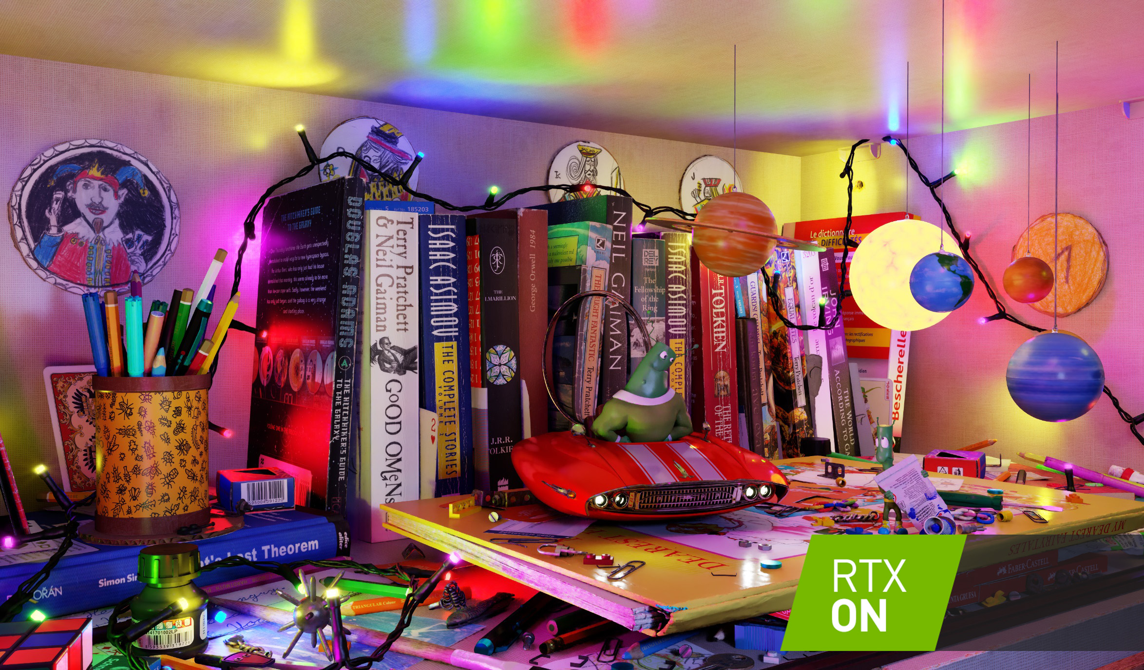 打开 RTXDI 后，可以实时光线追踪多达数百万个动态光源。